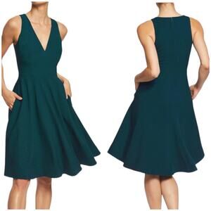 Dress The Population NWT Catalina Crepe V-Neck Sleeveless A-Line Dress Size L